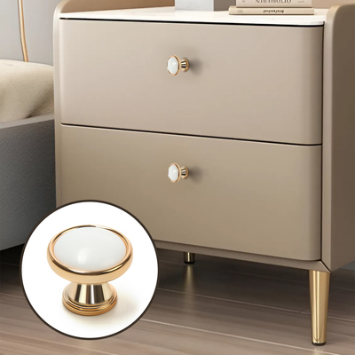 Ручка-кнопка CAPPIO РК101, d=32 мм, пластик, цвет золото с белой вставкой