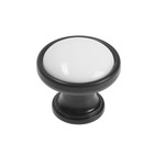 Ручка-кнопка CAPPIO, РК101, d=32 мм, пластик, цвет черный с белой вставкой - Фото 1