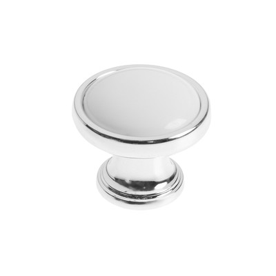 Ручка-кнопка CAPPIO РК101, d=32 мм, пластик, цвет хром с белой вставкой