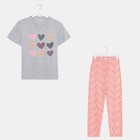 Комплект (футболка/брюки) женский, серый/розовый, размер 54 - фото 321327366