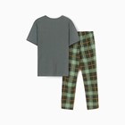 Комплект (футболка/брюки) мужской, цвет зеленый/клетка, размер 50 - Фото 11