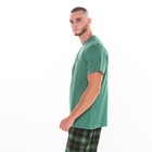 Комплект (футболка/брюки) мужской, цвет зеленый/клетка, размер 50 - Фото 4