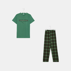 Комплект (футболка/брюки) мужской, цвет зеленый/клетка, размер 56 - Фото 6