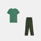 Комплект (футболка/брюки) мужской, цвет зеленый/клетка, размер 46 - Фото 8