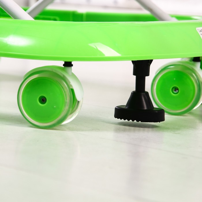 Ходунки «Забава», 8 силик. колес, муз., свет, игрушки, зеленый - фото 1891254348