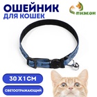 Ошейник кошачий со светоотражающим покрытием «Рыбки», 30×1 см, голубой - Фото 1