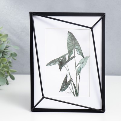 Фоторамка для фото 10×15 см с паспарту «Лофт. Преломление углов», металл, чёрная, 20×15×3 см