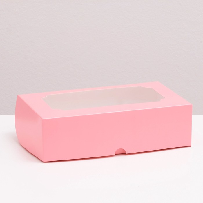 Кондитерская складная коробка под зефир, розовый, 25 х 15 х 7 см