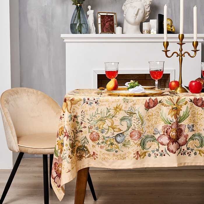 Набор столовый «Этель» Floral pattern, скатерть 147x184 +/-2 см с ГМВО, салфетки 40х40 см - 8 шт - Фото 1