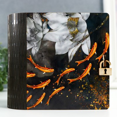 Деревянная шкатулка-книга «Рыбки» 14×14 см МИКС