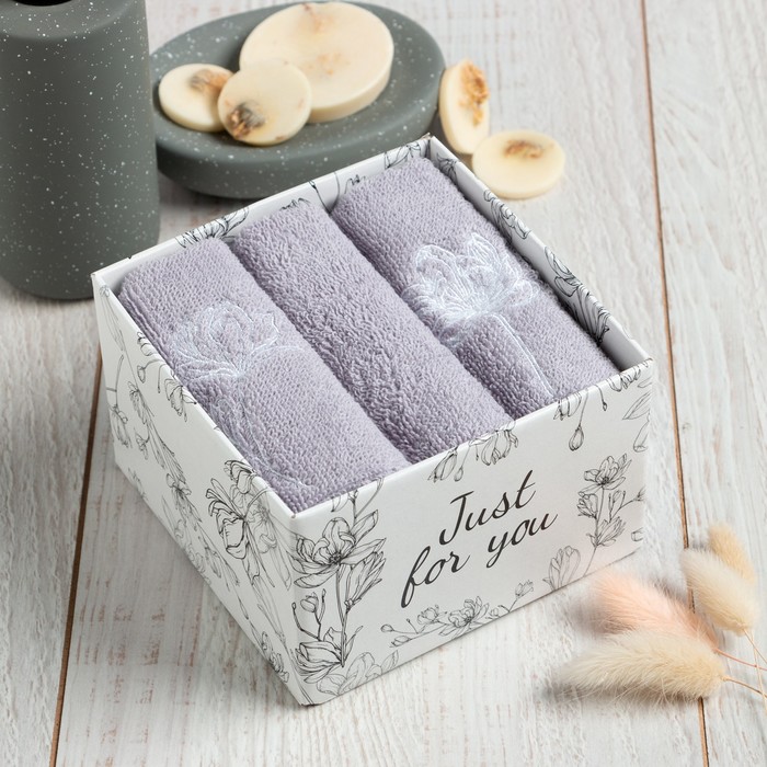 Махровые салфетки «Этель» Flowers, 30×30 см - 3 шт., хлопок 100% - Фото 1