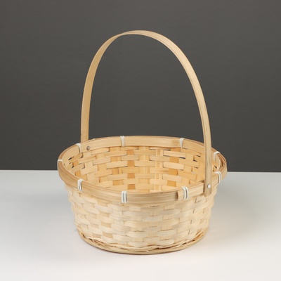 Корзина плетёная, 26×26×12 см, ручка h=18 см, бамбук, натуральный цвет