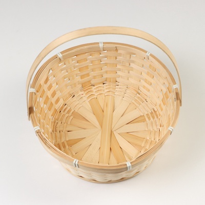 Корзина плетёная, 26×26×12 см, ручка h=18 см, бамбук, натуральный цвет