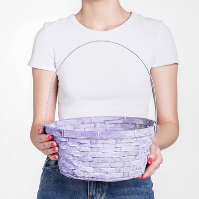 Корзина плетёная для хранения, 26×26×12 см, ручка h=18 см, бамбук, МИКС