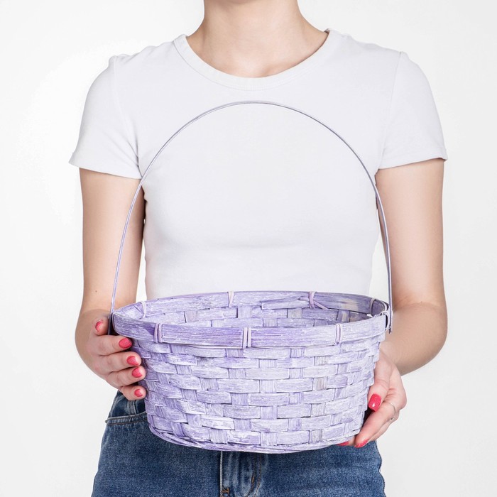 Корзина плетёная для хранения, 26×26×12 см, ручка h=18 см, бамбук, МИКС - Фото 1