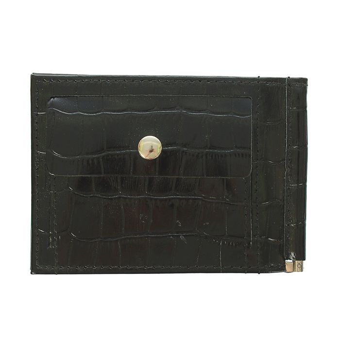 Зажим для купюр, отдел для монет, крокодил, цвет чёрный 39903