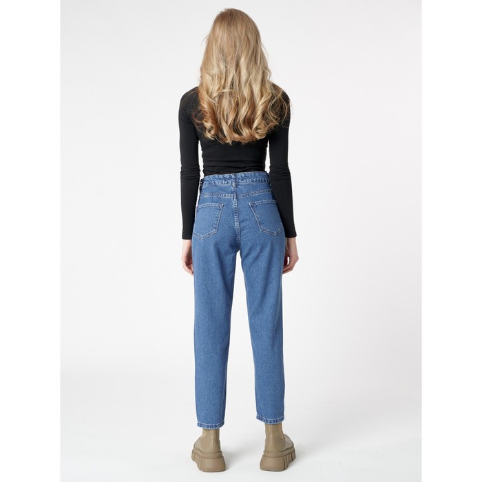 Джинсы женские прямые с высокой талией синего цвета, размер 44-46 53516