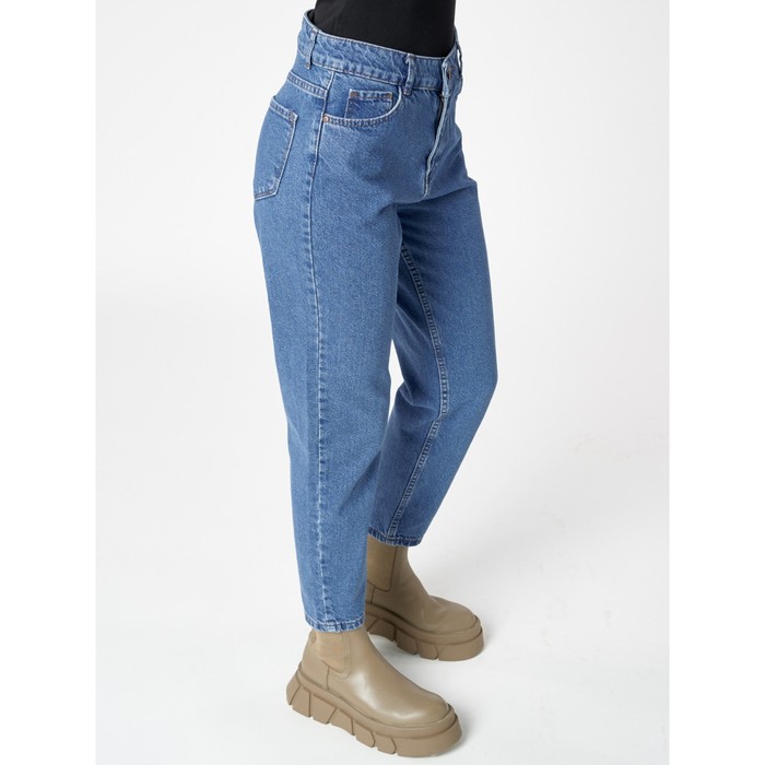 Джинсы женские прямые с высокой талией синего цвета, размер 44-46 53516