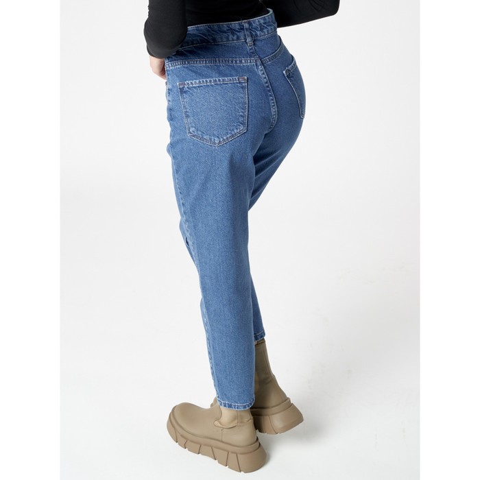 Джинсы женские прямые с высокой талией синего цвета, размер 44-46 53516