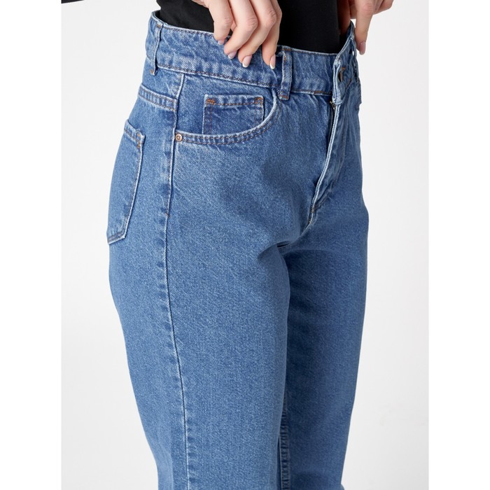 Джинсы женские прямые с высокой талией синего цвета, размер 44-46 53516
