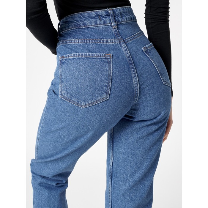 Джинсы женские прямые с высокой талией синего цвета, размер 44-46 53516