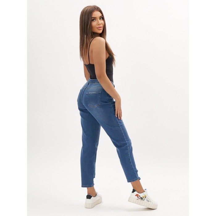 Джинсы женские прямые с высокой талией синего цвета, размер 44 53517