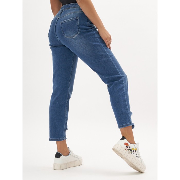 Джинсы женские прямые с высокой талией синего цвета, размер 44 53517