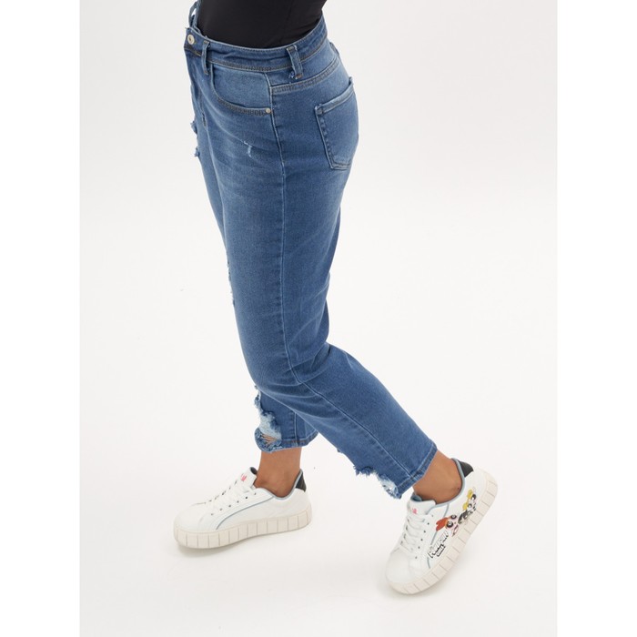 Джинсы женские прямые с высокой талией синего цвета, размер 44 53517