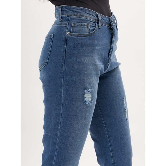 Джинсы женские прямые с высокой талией синего цвета, размер 44 53517