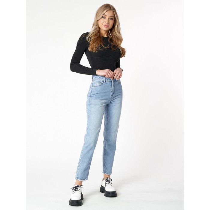 Джинсы женские прямые с высокой талией голубого цвета, размер 42-44 53518