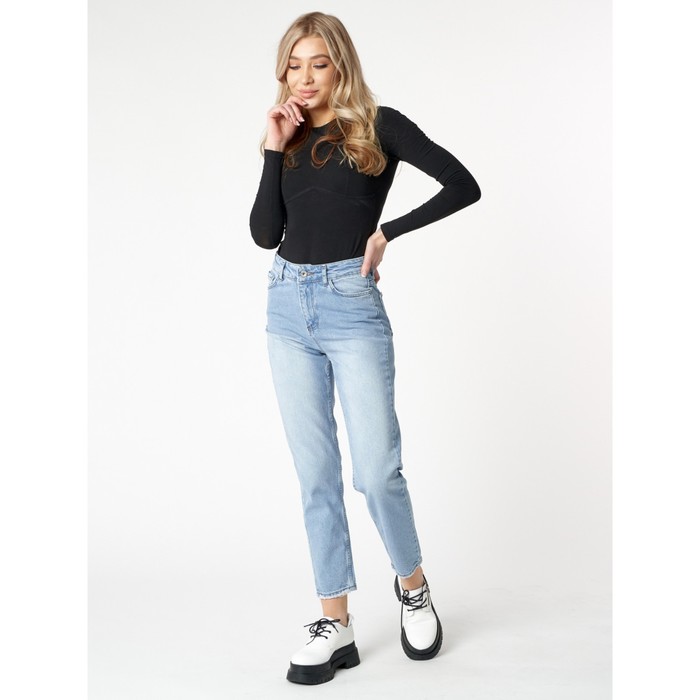 Джинсы женские прямые с высокой талией голубого цвета, размер 42-44 53518