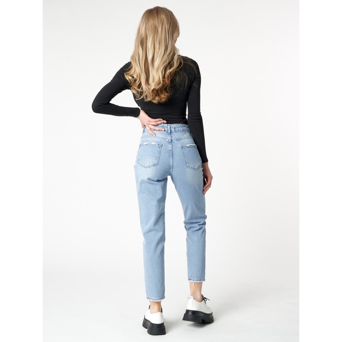 Джинсы женские прямые с высокой талией голубого цвета, размер 42-44 53518