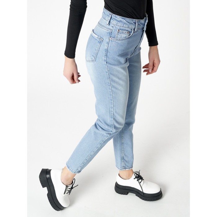 Джинсы женские прямые с высокой талией голубого цвета, размер 42-44 53518