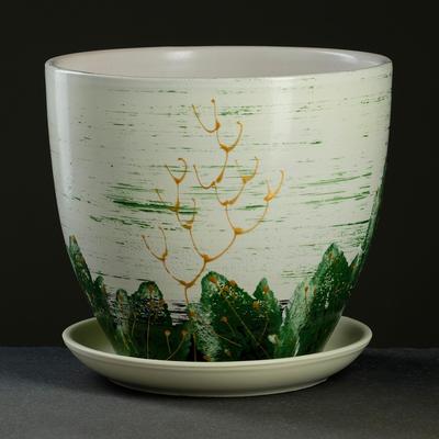 Горшок цветочный Клен зеленый 5л с подставкой