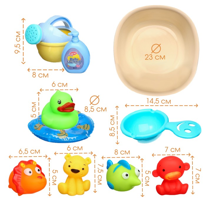 Набор резиновых игрушек для ванны «Игры малыша», с пищалкой, 10 шт, Крошка Я - фото 1897151134