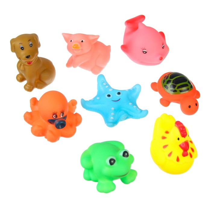 Набор игрушек для игры в ванне «Друзья», с пищалкой, 8 шт, цвет МИКС 53529