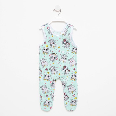 Ползунки длинные детские, цвет мята, рост 56 см