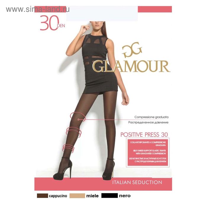 Колготки женские GLAMOUR Positive press 30 цвет чёрный (nero), р-р 3 - Фото 1