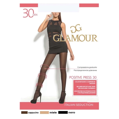 Колготки женские GLAMOUR Positive press 30 цвет чёрный (nero), р-р 5