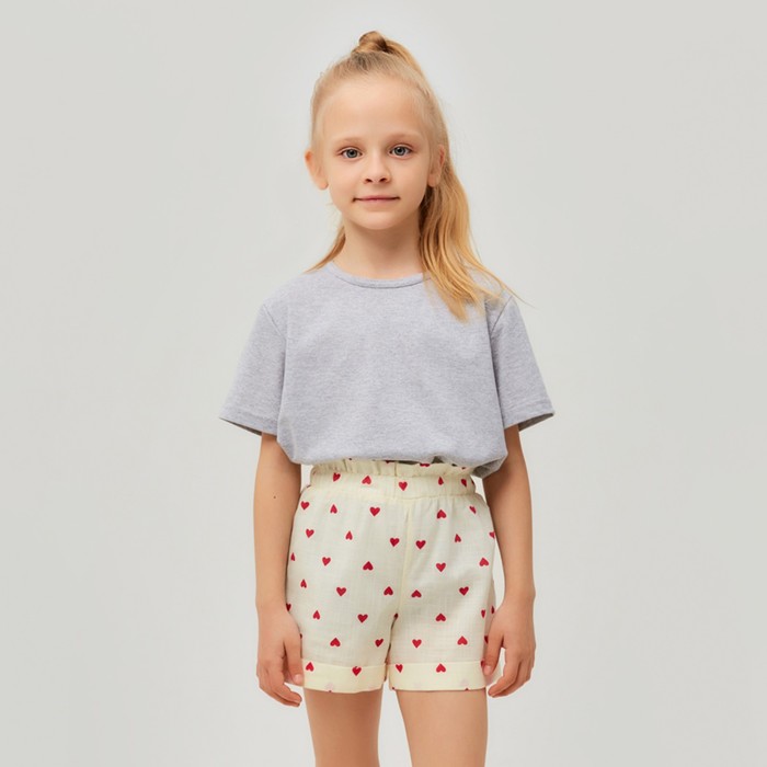 Шорты для девочки MINAKU: Cotton Collection, бежевые, рост 146 см
