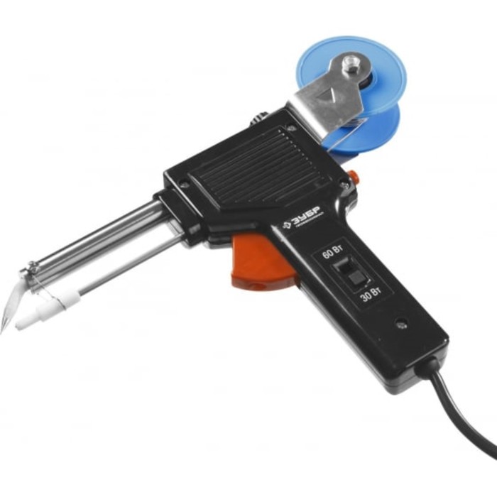 Паяльник-пистолет с подачей припоя ЗУБР Профессионал 2 режима d1-3 мм 30-60 Вт 220 В 212700₽