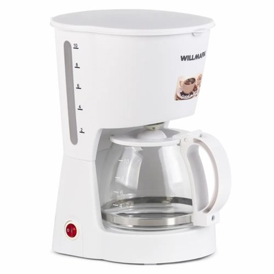 Кофеварка WILLMARK WCM-1350D, капельная, 900 Вт, 1.2 л, белая