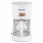 Кофеварка WILLMARK WCM-1350D, капельная, 900 Вт, 1.2 л, белая - Фото 2