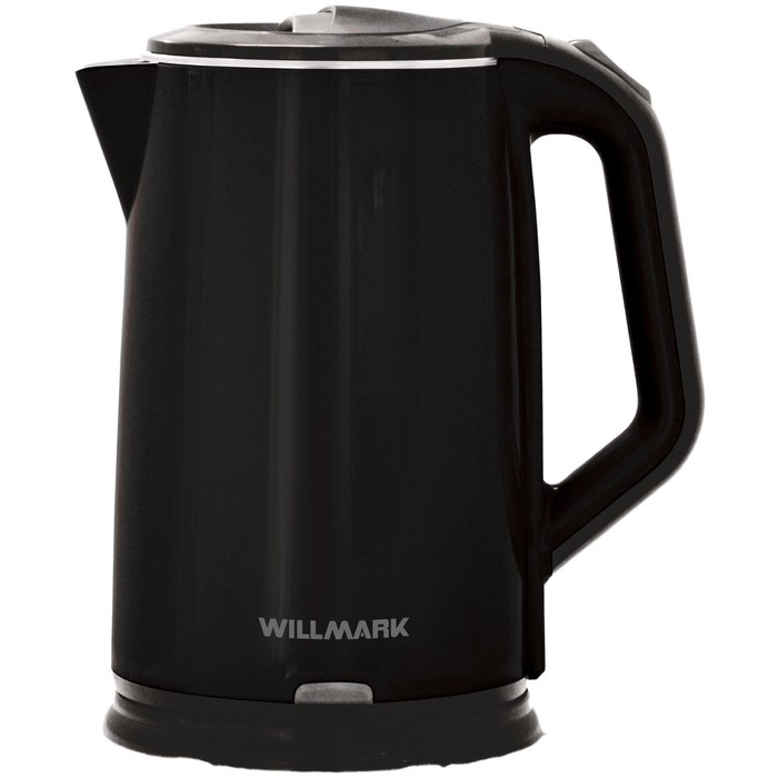 Чайник электрический WILLMARK WEK-2012PS, пластик, колба металл, 2 л, 2000 Вт, черный - Фото 1