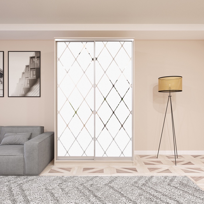 Шкаф-купе «Хит-22-15-66», 1500×620×2200 мм, цвет ясень шимо светлый/ромб большой на матовом