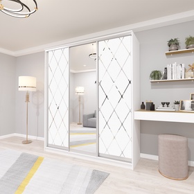 Шкаф-купе «Хит-22-20-656», 2000×620×2200 мм, цвет белый шагрень/ромб большой на матовом