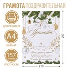 Грамота новогодняя «Пусть мечты сбываются», бело-золотая, А4., 157 гр/кв.м - фото 319726230