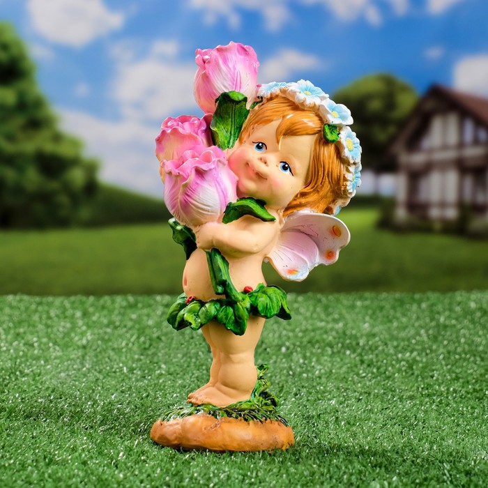 Садовая фигура &quot;Цветочная фея с тюльпанами&quot; 10x10x21см
