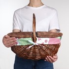 Корзина плетеная "Пикник", 41х32х17/30 см, лоза, ткань - фото 321327847