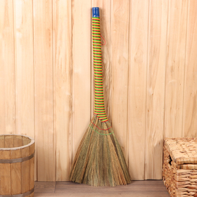 Веник рисовый с бамбуковой ручкой, 30х80 см, микс